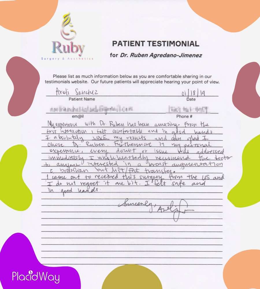 Patient Testimonials at Ruby® Surgery & Aesthetics, Guadalajara, Mexico